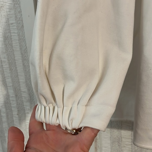 Tibi White sweatshirt blouse with draped neckline size small - Picture 3 of 5